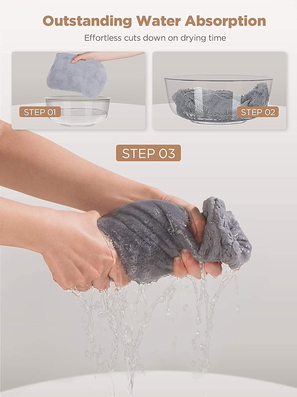 Microfiber Hair Towel 3 Packs