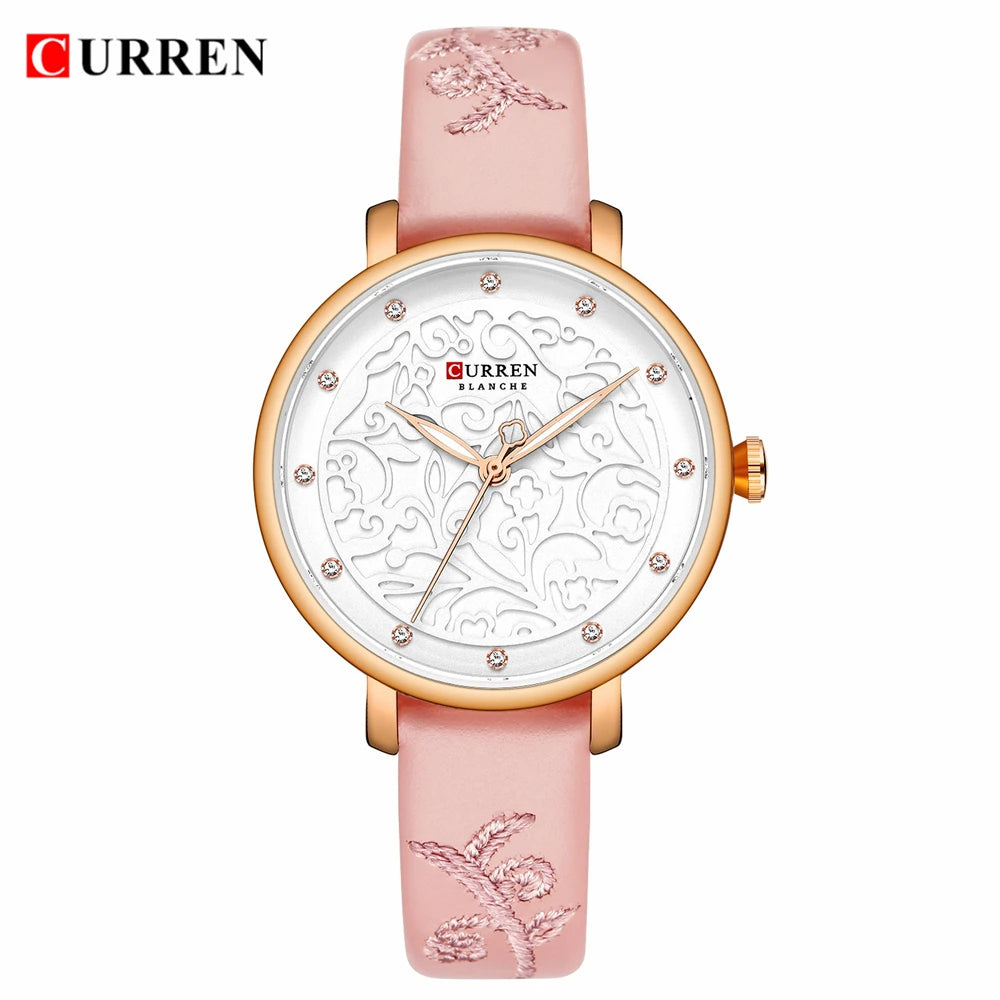 CURREN Watch - Genuine Leather Strap with Embroidery