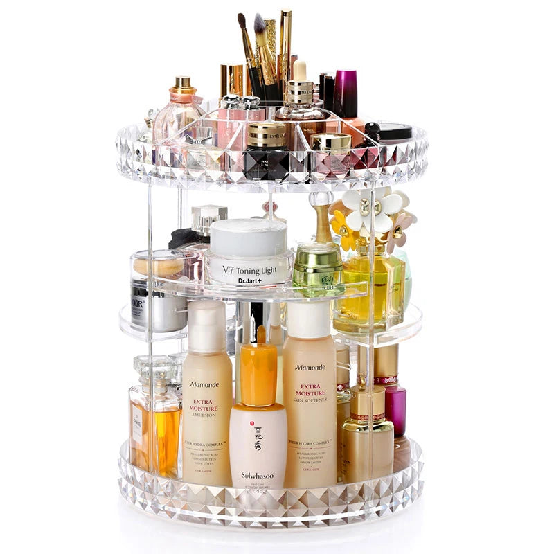 Diamond Pattern 360° Rotatable Acrylic Makeup Organizer 😍