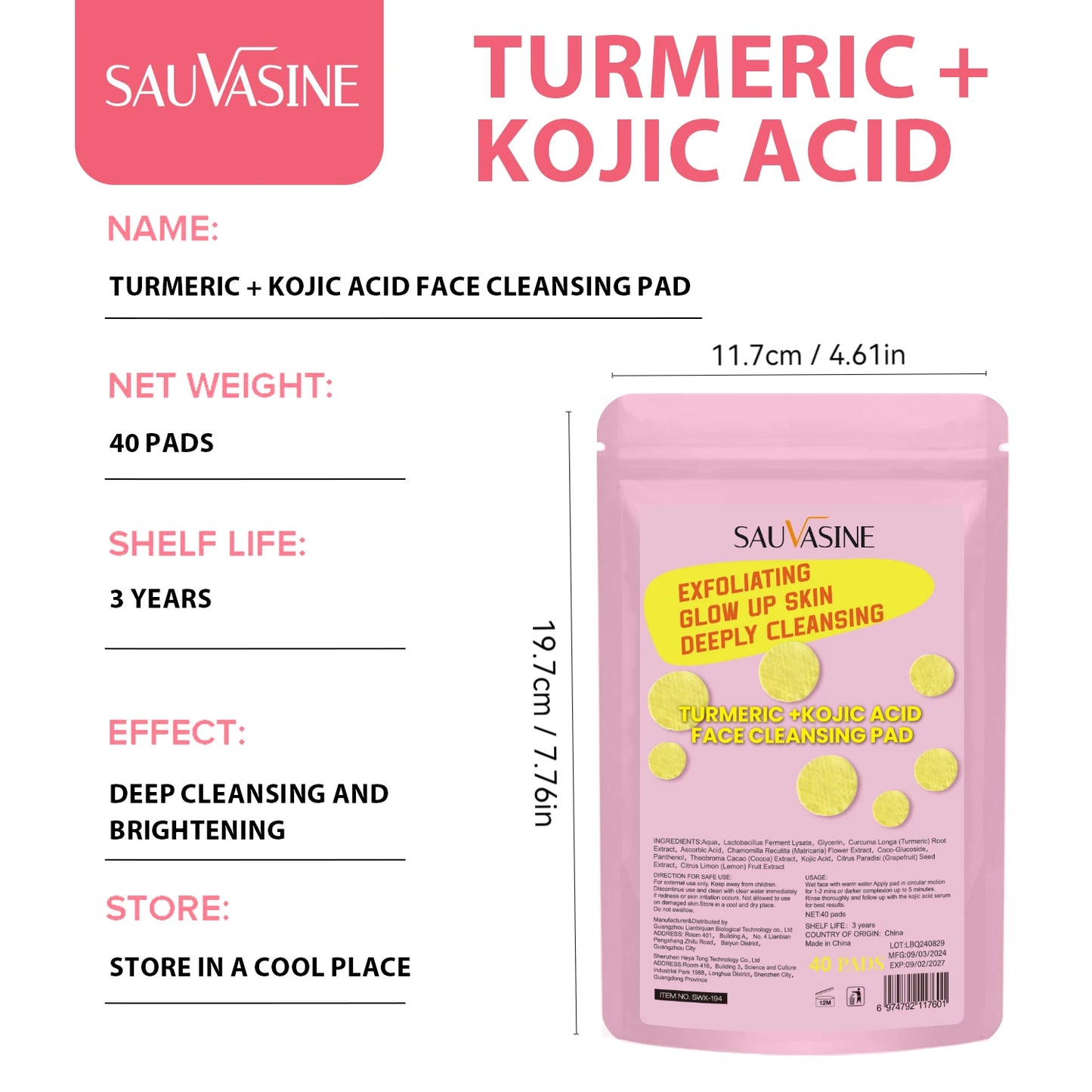 🎁LAST DAY 49% OFF🔥Turmeric Kojic Acid Cleansing Pads